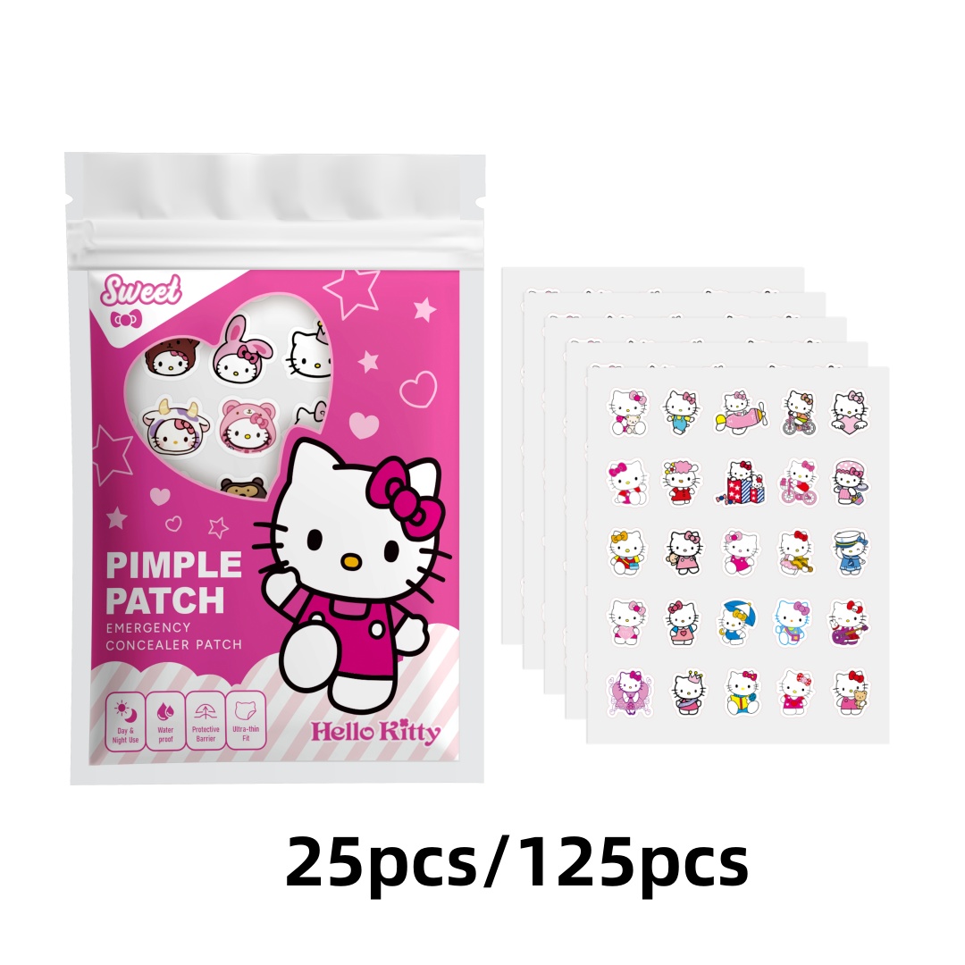 Hydrocolloid Acne Patch - 25/125PCS Hello Kitty Blemish Stickers, Hydrogel